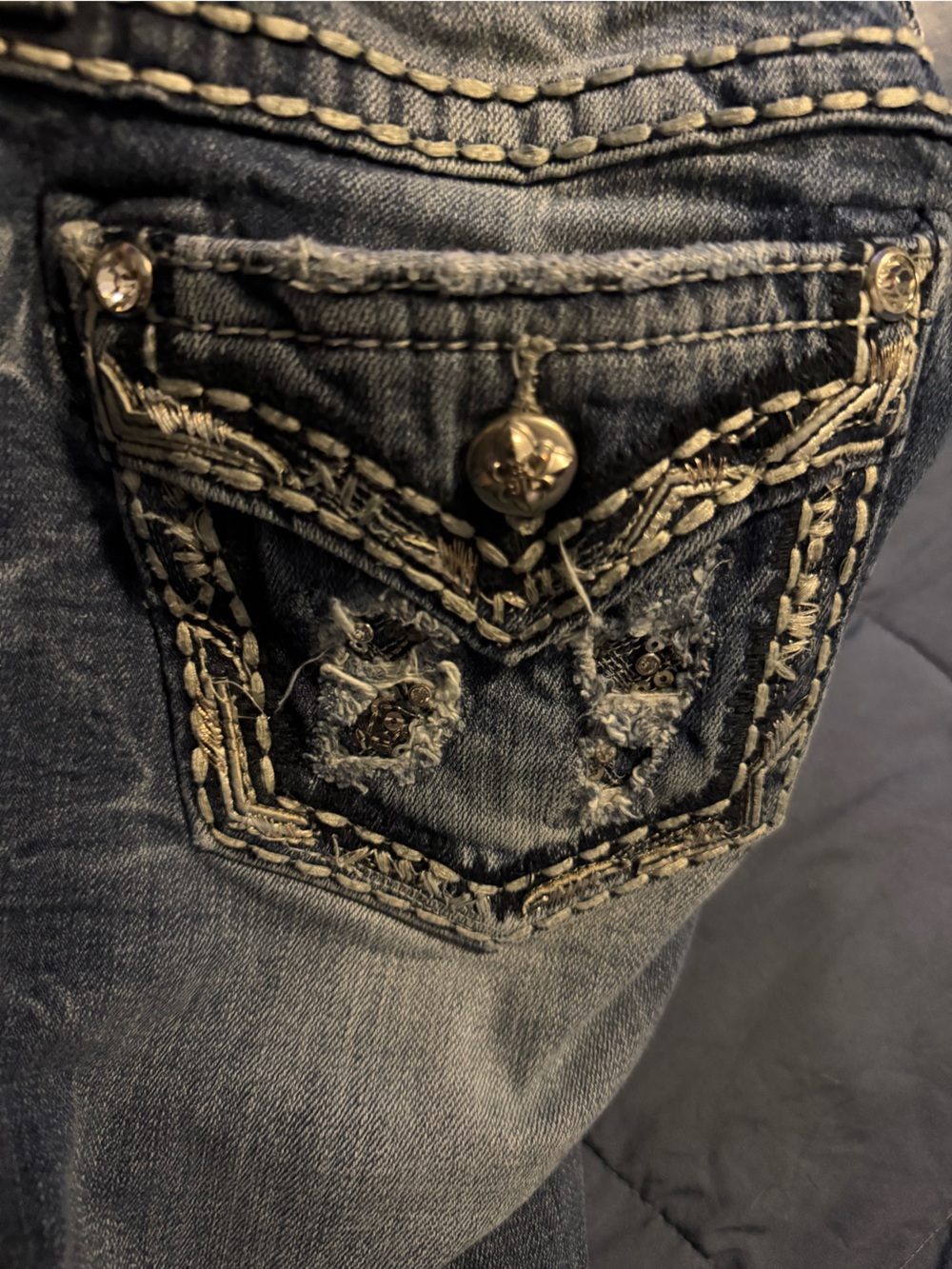 Miss Me Dark Wash Denim Jeans with Embroidered Waistband - Picture 10 of 15